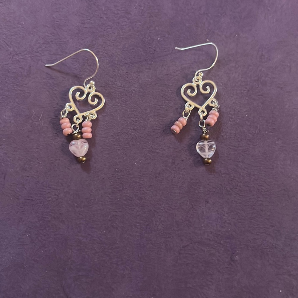 Homemade pink earrings